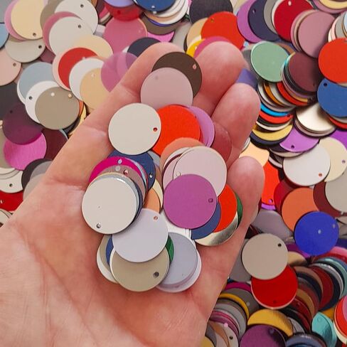 20 مم حجم كبير من الترتر الدائري ذو الفتحة العلوية القزحية السائبة، ترتر القرص المطرز للحرف اليدوية، فنون تزيين الخياطة 250 قطعة (متعدد الألوان) in Saudi Arabia