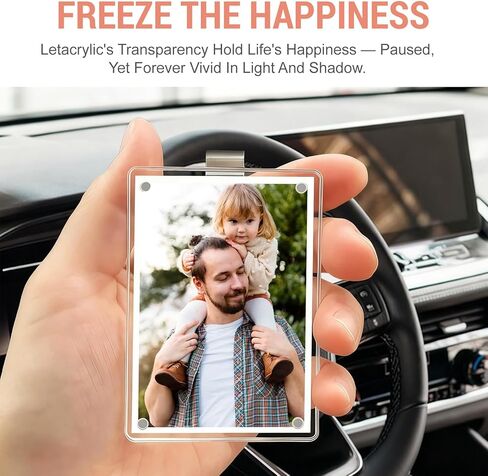 4Pcs Car Clip Picture Holder,Personalized Car Picture Frame,Acrylic Car Photo Holder,Magnetic Car Sun Visor Photo Clip,Visor Clip Photo Frame Hanging Decor Car Accessories for Mom Husband Family Photos in Saudi Arabia
