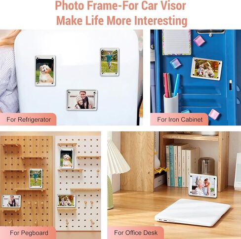 4Pcs Car Clip Picture Holder,Personalized Car Picture Frame,Acrylic Car Photo Holder,Magnetic Car Sun Visor Photo Clip,Visor Clip Photo Frame Hanging Decor Car Accessories for Mom Husband Family Photos in Saudi Arabia