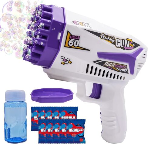 ألعاب فقاعات رشاشة للأطفال، ألعاب للأولاد بعمر 3 سنوات فما فوق، مسدس فقاعات مع محلول فقاعات، لعبة خارجية لحفلات أعياد الميلاد هدايا للأولاد والبنات بعمر 3 4 5 6 7 8 9 10 11 12 سنة (أرجواني) in Kuwait