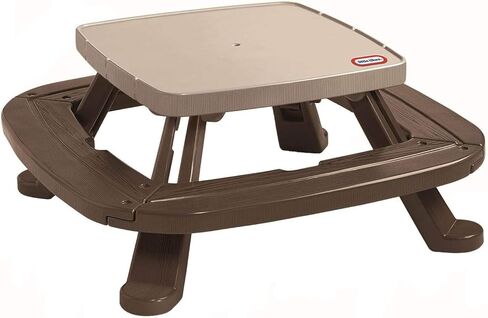 Little Tikes Fold 'n Store Picnic Table with Market Umbrella, Brown (632433M) in Saudi Arabia
