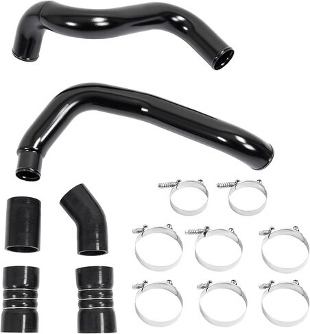 Turbo Intercooler Pipe Boots Kit with T-Bolt Clamps Intercooler Hose Compatible with 2003-2007 Ford F250 F350 F450 F550 6.0L Powerstroke Diesel (Primed Black) in Saudi Arabia