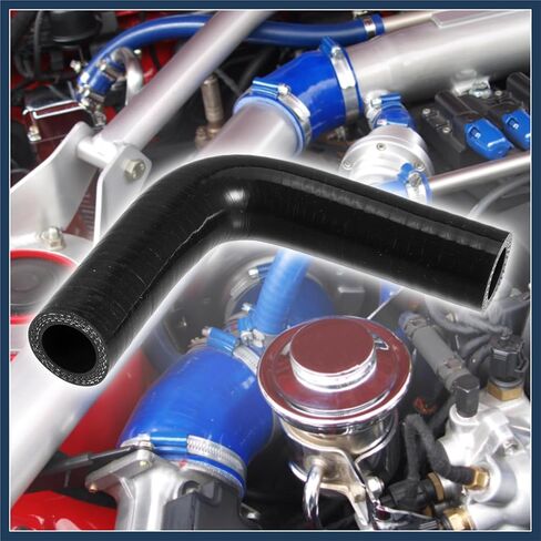1 Set 19mm 0.75" ID 90 Degree Elbow Engine Silicone Hose Black Stylish Design in Saudi Arabia