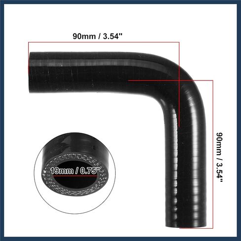 1 Set 19mm 0.75" ID 90 Degree Elbow Engine Silicone Hose Black Stylish Design in Saudi Arabia
