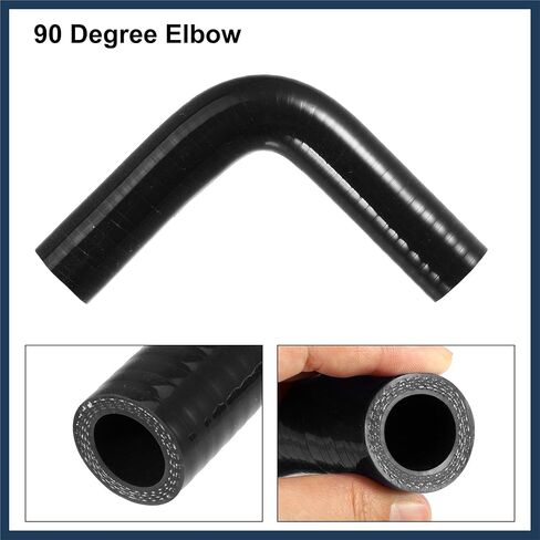 1 Set 19mm 0.75" ID 90 Degree Elbow Engine Silicone Hose Black Stylish Design in Saudi Arabia