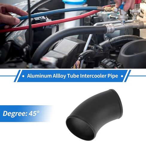 5" OD 45 Degree Bend 6064 Aluminum Alloy Tube Intercooler Pipe Surface Blasting Air Intake Connection Hose W/Double Bead Roll 3.9" Length Black in Saudi Arabia