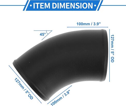 5" OD 45 Degree Bend 6064 Aluminum Alloy Tube Intercooler Pipe Surface Blasting Air Intake Connection Hose W/Double Bead Roll 3.9" Length Black in Saudi Arabia