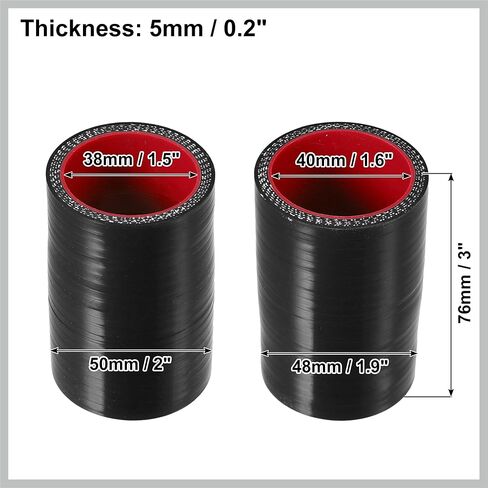 38-40 مم 1.5 "-1.6" ID مستقيم سيليكون المخفض خرطوم سيليكون خرطوم مقرنة المبرد أنبوب أسود لسيارة المبرد مدخل الأنابيب استبدال قطع غيار السيارات in Saudi Arabia