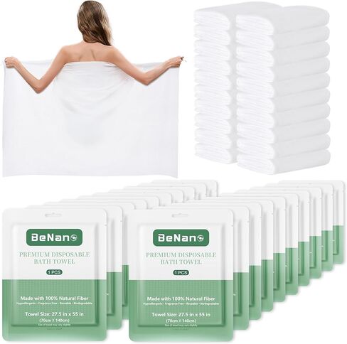 Premium Disposable Towel 55 in x 27.5 in Large Bath Towel Travel Towel Washcloth Reusable for Hotel Camping Sports Hiking Beach Swimming Vacation Massage Salon Gym Biodegradable (7 Pack) in Saudi Arabia