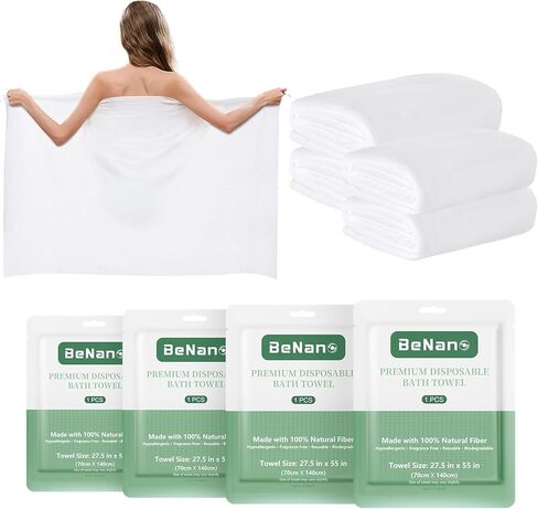 Premium Disposable Towel 55 in x 27.5 in Large Bath Towel Travel Towel Washcloth Reusable for Hotel Camping Sports Hiking Beach Swimming Vacation Massage Salon Gym Biodegradable (7 Pack) in Saudi Arabia