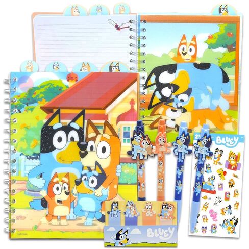 Bluey Tabbed Journal Set - Bundle with Notebook with Tab Dividers, Pens, Stickers, Sticky Tabs, More for Kids, Adults | Bluey Journal Notebook Stationery Pack in Saudi Arabia