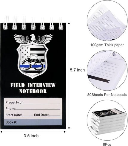 Police Field Interview Notebook,Law Enforcement Incident Report Notepads,Security & Police Gear, EDC Officer Notebook, Cop Gifts,Spiral Notebook,3Pcs (3Pcs Police) in Saudi Arabia