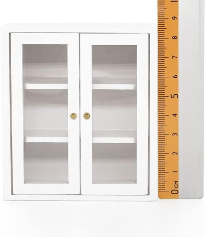 خزانة حائط لبيت الدمى من Odoria مصغرة: خزانة علوية للتخزين بمقياس 1/12 لمخزن المطبخ الحديث - رف عرض صغير لأثاث الحمام الخشبي وخزانة الكتب باللون الأبيض in Kuwait