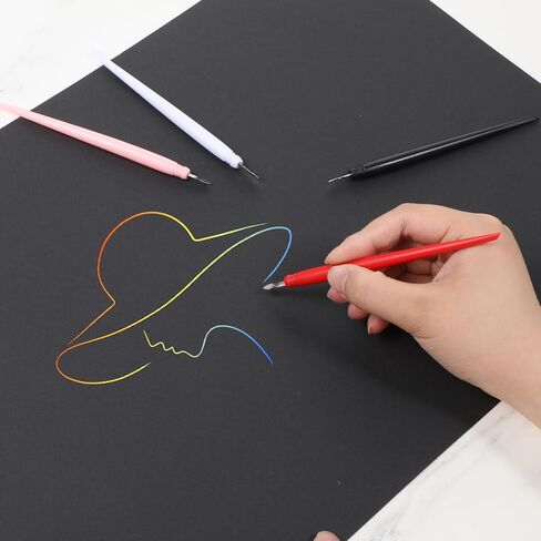 18 قطعة من أدوات الرسم للخدش، قلم رسم ملون مع فرشاة نظيفة، حقيبة أدوات للخدش الورقية للرسم والرسم بنفسك in Saudi Arabia