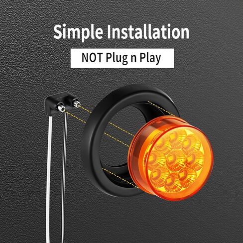 10 عبوات (5 كهرمان و5 أحمر) 2 بوصة كهرمان أحمر مستدير 9 LED لعلامة المقطورة، حامل فلوش، مختوم IP67 مقاوم للماء 2 بوصة مع عدسة عاكسة، 12 فولت لشاحنة قارب RV تخييم إلخ in Saudi Arabia