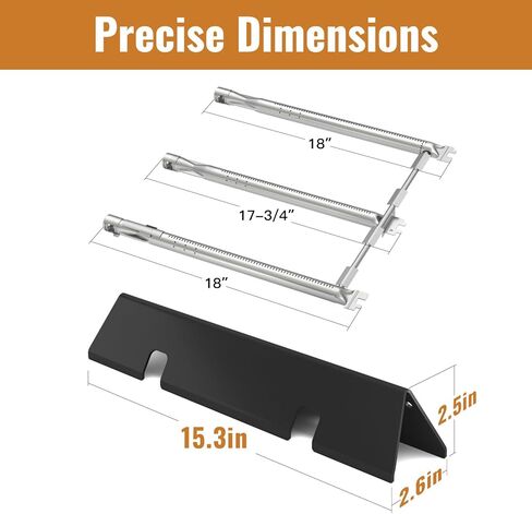 قضبان منكهة من روشير مقاس 15.3 انش لشوايات ويبر سبيريت I & II وGS4 سبيريت II 300، سبيريت E310 S310 E320 S320 E330 S330 S330 مع تحكم امامي مطلي بالبورسلين، عبوة من 5 قطع in Kuwait