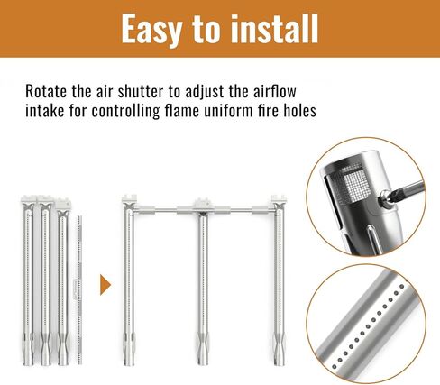 قضبان منكهة من روشير مقاس 15.3 انش لشوايات ويبر سبيريت I & II وGS4 سبيريت II 300، سبيريت E310 S310 E320 S320 E330 S330 S330 مع تحكم امامي مطلي بالبورسلين، عبوة من 5 قطع in Kuwait