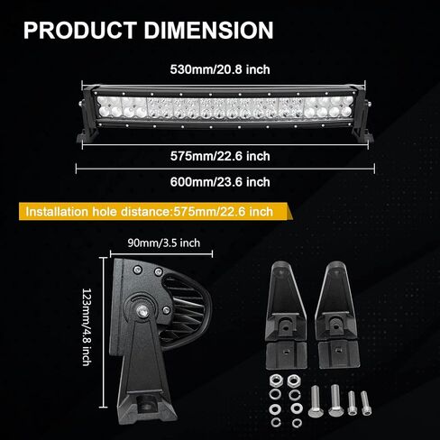 AUXTINGS 50 inch 288W Curved LED Light Bar Spot Flood Combo Beam with Wiring Harness Kit for Jeep Truck 4X4 Off Road SUV UTE ATV Boat 12V 24V in Saudi Arabia