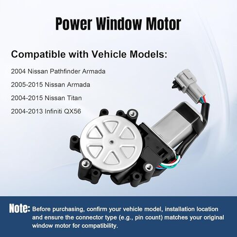 Front Right Passenger Side Power Window Lift Motor Compatible with Nissan Titan Armada Infiniti QX56 2004 2005 2006 2007 2008 2009 2010 2011 2012 2013 2014 2015, 742-528 in Saudi Arabia