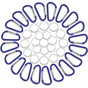 20 قطعة من سلسلة المفاتيح بمشبك 1.8 بوصة من الألومنيوم على شكل حرف D زنبركية + 20 قطعة من سلاسل المفاتيح وخطافات سلسلة المفاتيح الصغيرة مجموعة مشابك للتخييم خطافات قفل صغيرة وصلة ربط متينة بتصميم حلقة تسلق in Kuwait