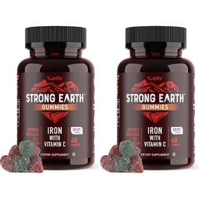 Strong Earth - Iron with Vitamin C Gummies for Adults, Teens & Kids (60 Count) | Iron Supplements with Vitamin C Gummy | Blood Builder Anemia FE Iron Gummies | Iron Supplement for Women and Men in Kuwait