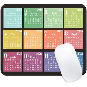 لوحة ماوس تقويم 2026، مجموعة تصميم جمالي مقاس 7.9 × 9.5 بوصة، لوحة ماوس مزخرفة غير قابلة للانزلاق للتخطيط اليومي وديكور مساحة العمل، باللون الأسود والملون in Kuwait