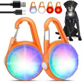 POEEY أضواء الكلب 2 حزمة LED قابلة للشحن طوق الكلب أضواء كليب على مع RGB اللون أضواء سلامة الحيوانات الأليفة تضيء مضاءة الكلب تسخير ضوء للتخييم المشي ليلا in Kuwait