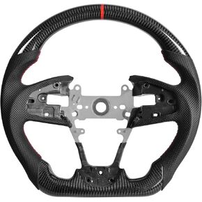 Carbon Fiber Steering Wheel for Honda Civic Gen 10th 2016-2021,Type R FK8 North American Spec, D-shaped Flat-bottom Perforated Leather Grip in Saudi Arabia