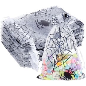 50 قطعة من أكياس أورجانزا عيد الميلاد البيضاء (4 × 6 بوصة) حقائب شبكية من ندفة الثلج الذهبية لهدايا العطلات، حلوى جودي، وجبة خفيفة، حلوى، لف عيد الميلاد، الشتاء، مجمد، ديكورات الحفلات، لوازم الأكياس in Kuwait