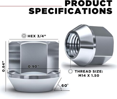 White Knight 791309-1SAM Chrome M14 x 1.50 مجموعة صواميل الجوزة ذات النهاية المفتوحة مع أقفال للعجلات، 20 حزمة in Saudi Arabia