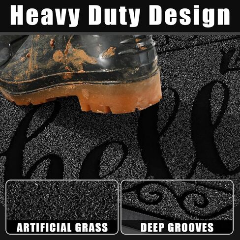 Yimobra Welcome Front Door Mat, Heavy Duty Easy Clean Doormat Indoor Outdoor, Waterproof Quick Dry Floor Mat for Home, Garage, Hign Traffic Areas, Non Slip, Low Profile, 29.5X17 Inches, Beige Brown in Kuwait