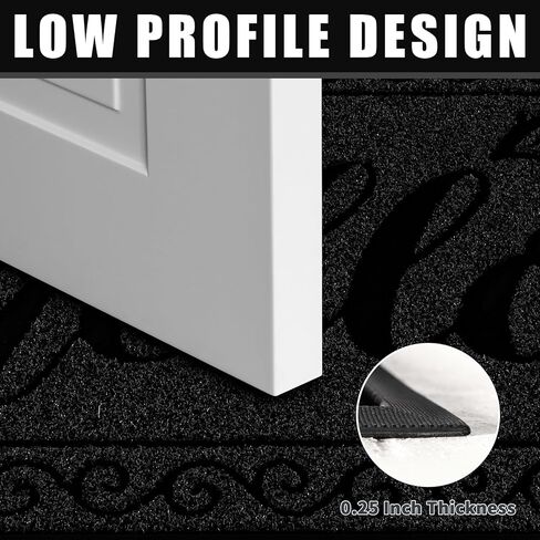 Yimobra Welcome Front Door Mat, Heavy Duty Easy Clean Doormat Indoor Outdoor, Waterproof Quick Dry Floor Mat for Home, Garage, Hign Traffic Areas, Non Slip, Low Profile, 29.5X17 Inches, Beige Brown in Kuwait