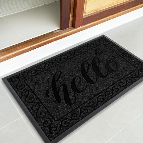 Yimobra Welcome Front Door Mat, Heavy Duty Easy Clean Doormat Indoor Outdoor, Waterproof Quick Dry Floor Mat for Home, Garage, Hign Traffic Areas, Non Slip, Low Profile, 29.5X17 Inches, Beige Brown in Kuwait