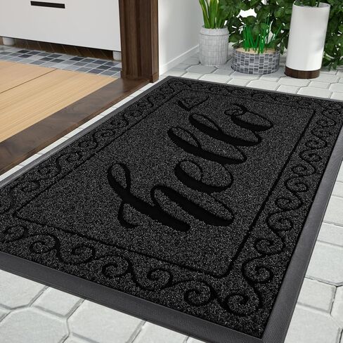 Yimobra Welcome Front Door Mat, Heavy Duty Easy Clean Doormat Indoor Outdoor, Waterproof Quick Dry Floor Mat for Home, Garage, Hign Traffic Areas, Non Slip, Low Profile, 29.5X17 Inches, Beige Brown in Kuwait