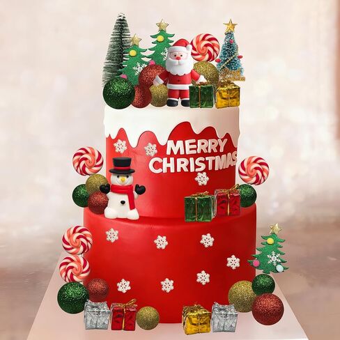 45 قطعة كعكة عيد الميلاد القبعات العالية زينة كعكة عيد ميلاد سعيد مع شجرة سانتا ثلج ندفة الثلج مصاصة لحفلة عيد الميلاد وأعياد الميلاد in Kuwait