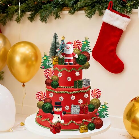 45 قطعة كعكة عيد الميلاد القبعات العالية زينة كعكة عيد ميلاد سعيد مع شجرة سانتا ثلج ندفة الثلج مصاصة لحفلة عيد الميلاد وأعياد الميلاد in Kuwait