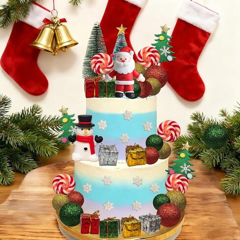 45 قطعة كعكة عيد الميلاد القبعات العالية زينة كعكة عيد ميلاد سعيد مع شجرة سانتا ثلج ندفة الثلج مصاصة لحفلة عيد الميلاد وأعياد الميلاد in Kuwait