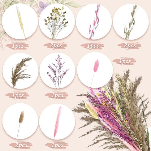 22 PCS Boho Cake Topper Decorations Vintage Artificial Rose Flowers Leaves Various Dried Pampas Grass Cake Decor for Cake Decorating for Wedding Bridal Birthday Party Supplies in Saudi Arabia