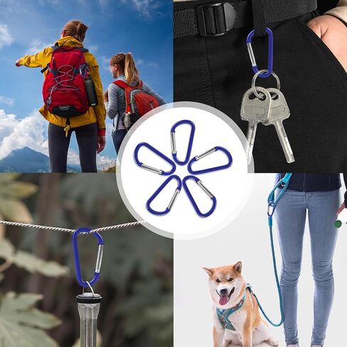 20 قطعة من سلسلة المفاتيح بمشبك 1.8 بوصة من الألومنيوم على شكل حرف D زنبركية + 20 قطعة من سلاسل المفاتيح وخطافات سلسلة المفاتيح الصغيرة مجموعة مشابك للتخييم خطافات قفل صغيرة وصلة ربط متينة بتصميم حلقة تسلق in Kuwait