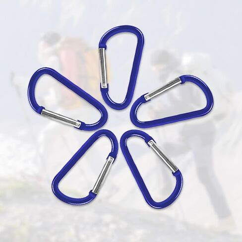 20 قطعة من سلسلة المفاتيح بمشبك 1.8 بوصة من الألومنيوم على شكل حرف D زنبركية + 20 قطعة من سلاسل المفاتيح وخطافات سلسلة المفاتيح الصغيرة مجموعة مشابك للتخييم خطافات قفل صغيرة وصلة ربط متينة بتصميم حلقة تسلق in Kuwait