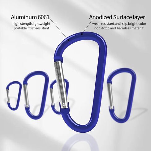 20 قطعة من سلسلة المفاتيح بمشبك 1.8 بوصة من الألومنيوم على شكل حرف D زنبركية + 20 قطعة من سلاسل المفاتيح وخطافات سلسلة المفاتيح الصغيرة مجموعة مشابك للتخييم خطافات قفل صغيرة وصلة ربط متينة بتصميم حلقة تسلق in Kuwait