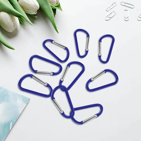 20 قطعة من سلسلة المفاتيح بمشبك 1.8 بوصة من الألومنيوم على شكل حرف D زنبركية + 20 قطعة من سلاسل المفاتيح وخطافات سلسلة المفاتيح الصغيرة مجموعة مشابك للتخييم خطافات قفل صغيرة وصلة ربط متينة بتصميم حلقة تسلق in Kuwait