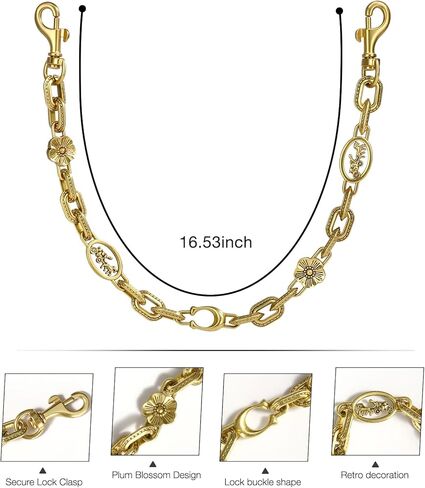 Gold Bag Charms Purse Charm Extender Chain - Gold Vintage Bag Accessories - Cute Handle Replacement Charms Accessories - Handbags Tote Bags Accessories Gifts for Women in Saudi Arabia