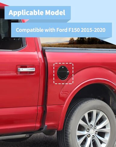 غطاء غطاء خزان الغاز Voodola، زخرفة باب الوقود مع قفل متوافق مع ملحقات Ford F150 2015-2020، كروم in Saudi Arabia