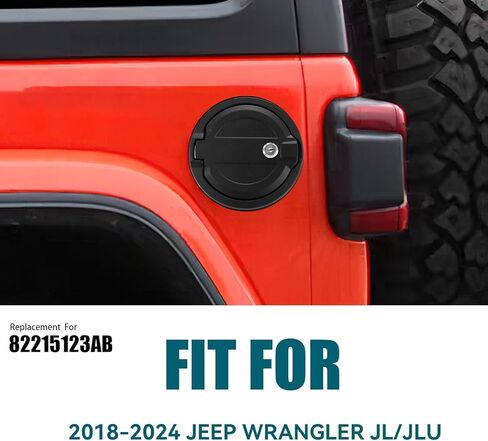 82215123AB غطاء باب حشو الوقود أسود مناسب لسيارات الدفع الرباعي 2018-2024 JL & JLU، غطاء غطاء خزان وقود المركبات على الطرق الوعرة مع مفتاح متوافق مع جيب رانجلر غير محدود صحارى روبيكون in Saudi Arabia