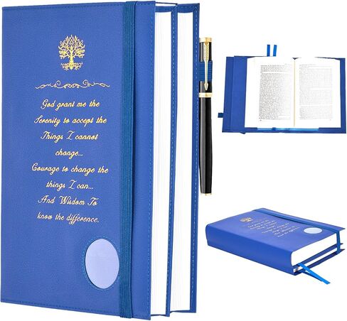 Premium Double AA Big Book Cover,PU Leather Book Cover with Coin Holder,Perfect for AA Big Book and 12 Steps & 12 Traditions in Kuwait