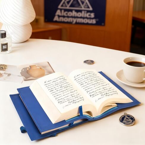 Premium Double AA Big Book Cover,PU Leather Book Cover with Coin Holder,Perfect for AA Big Book and 12 Steps & 12 Traditions in Kuwait