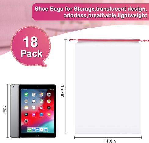 Vivinin 18 Pack Shoe Bags for Travel, 11.8in x 15.7in Travel Shoe Bags for Packing, Travel Bag for Shoes, Storage Bags for Men and Women in Saudi Arabia