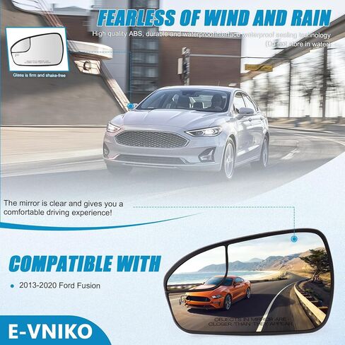 استبدال مجموعة زجاج مرآة ساخنة من جانب الركاب لسيارة Ford Fusion 2013 2014 2015 2016 2017 2018 2019 2020 - الجانب الأيمن للرؤية الخلفية والمرايا الجانبية المحدبة مع لوحة دعم in Saudi Arabia