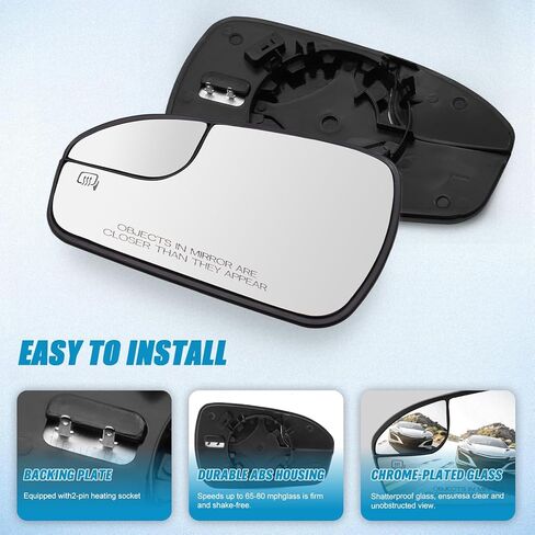 استبدال مجموعة زجاج مرآة ساخنة من جانب الركاب لسيارة Ford Fusion 2013 2014 2015 2016 2017 2018 2019 2020 - الجانب الأيمن للرؤية الخلفية والمرايا الجانبية المحدبة مع لوحة دعم in Saudi Arabia